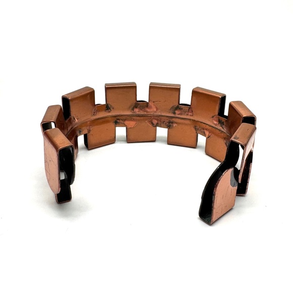 Renoir Vintage Copper Cuff Modernist Geometric Bracelet - Picture 9 of 16